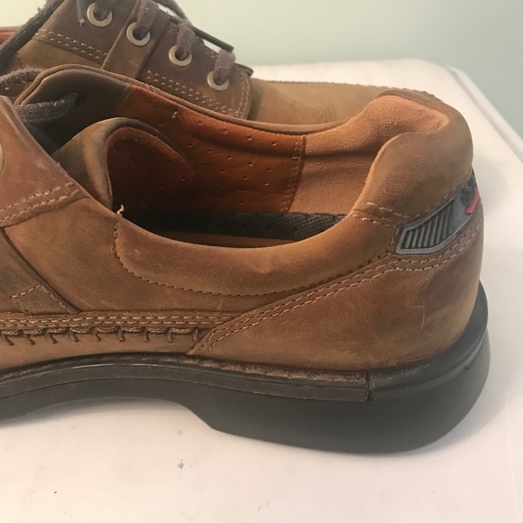 ECCO brown distressed  leather shoes main image 7